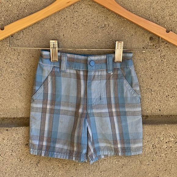 Hurley Infant 3-6 month Baby Blue Plaid Shorts - Picture 3 of 11